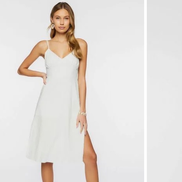 NWT Light Green Linen-Blend Midi Dress | Size Small - Picture 1 of 5